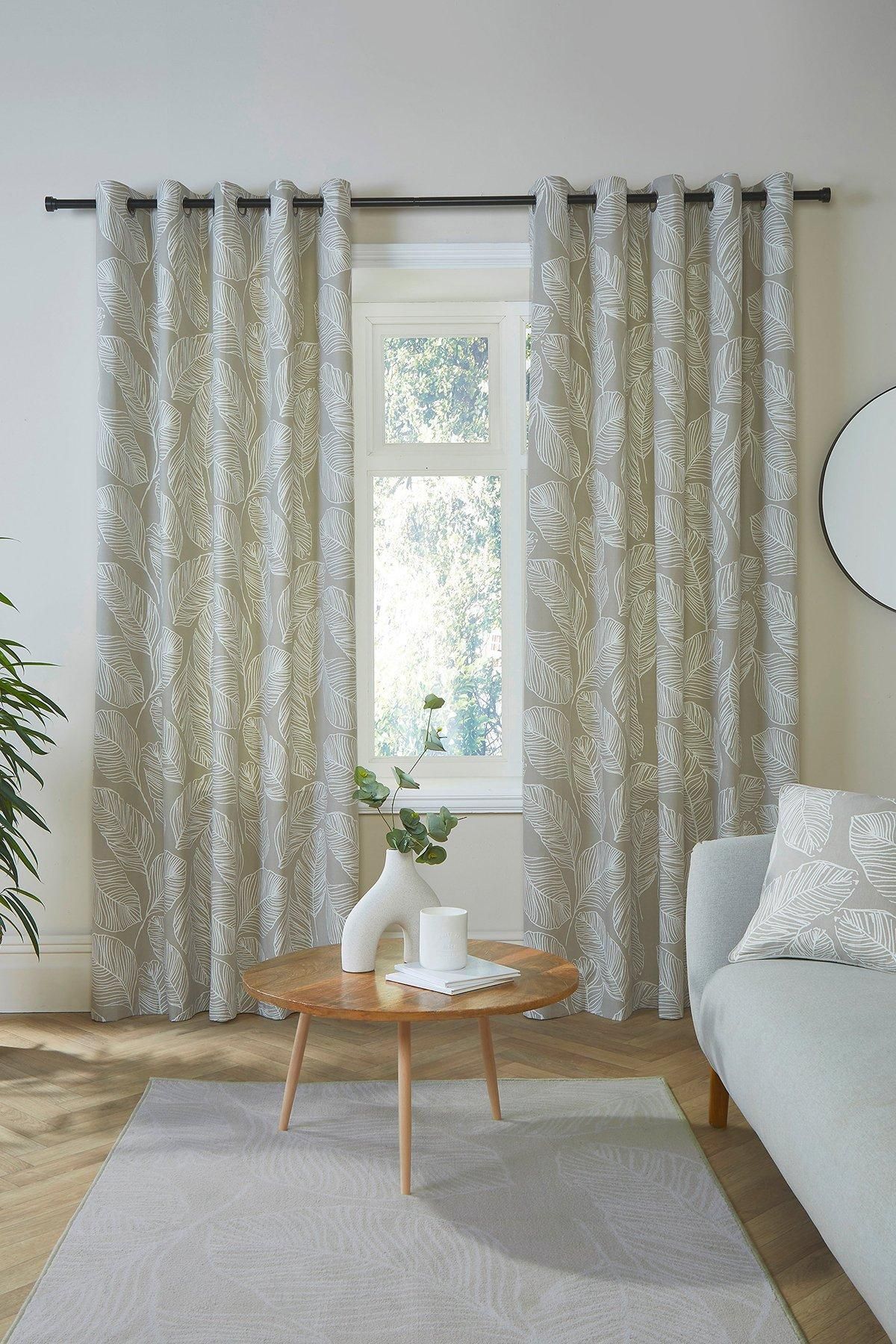 Fusion 'Matteo' 100% Cotton Light Filtering Pair of Eyelet Curtains in Natural