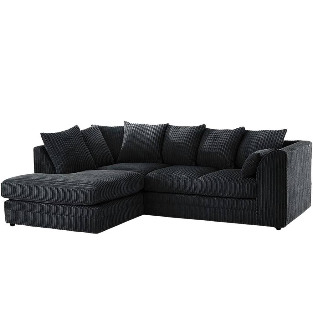 Bliss Furniture Jumbo Cord Scatter Back 4-Seater Left Hand Corner Sofa in Black Colour