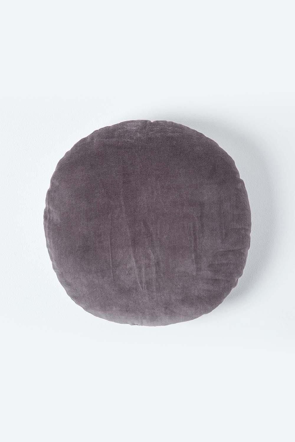 Homescapes Velvet Cushion, 40 cm Round in Dark Grey