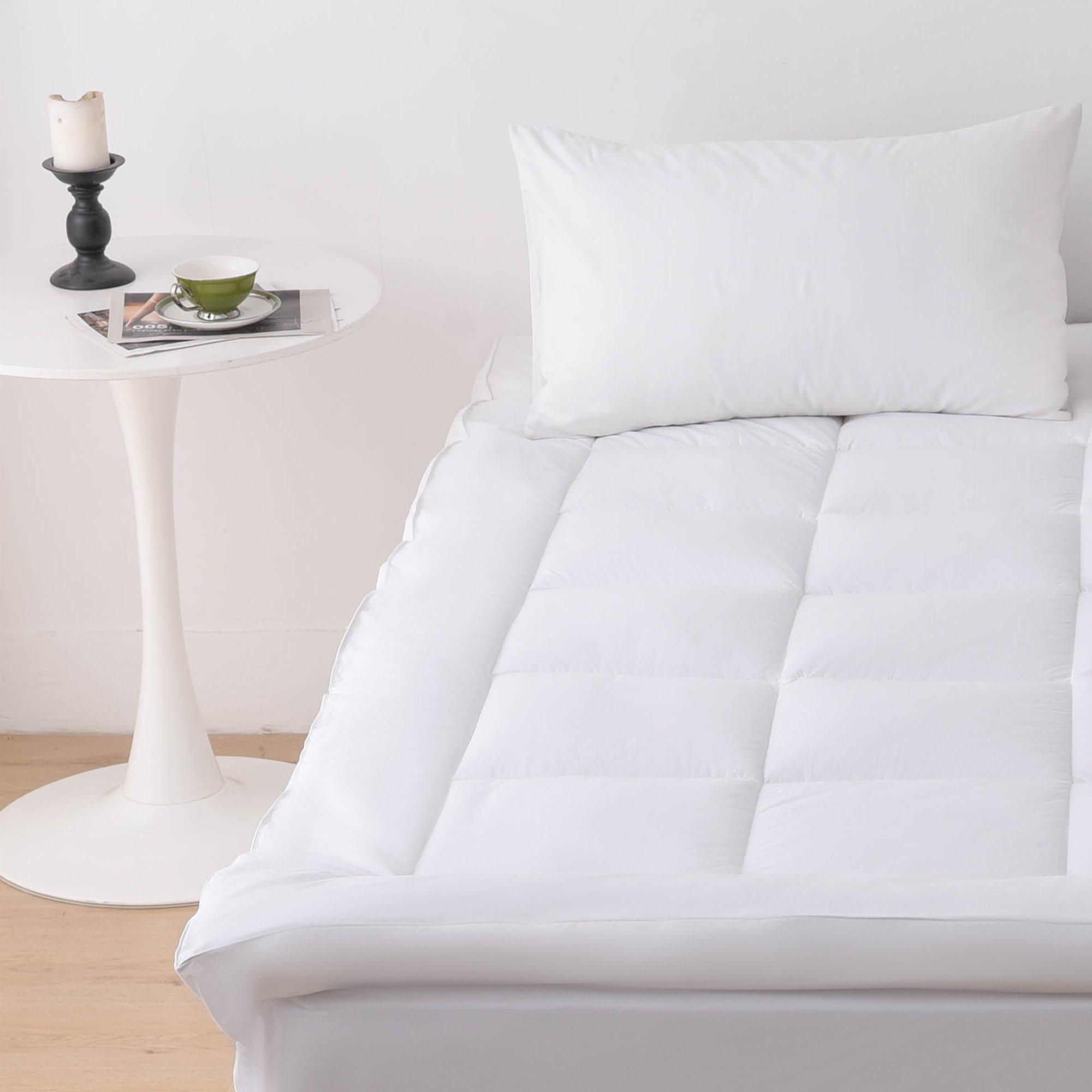 Glamhaus Luxury Mattress Topper Fitted Skirt - Oeko Tex 100 & Silvadur - Single in White