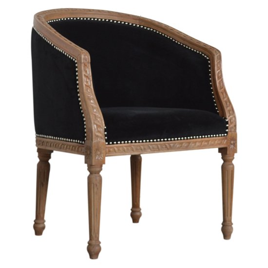 Borah Velvet Accent Chair In Black And Natural