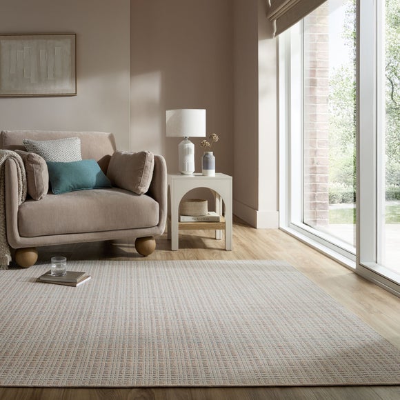 Woven Check Textured Washable Rug