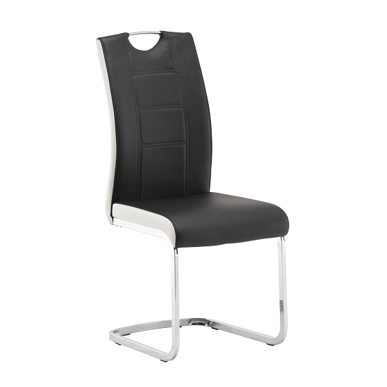Samson Cantilever Dining Chair In Black And White Faux Leather