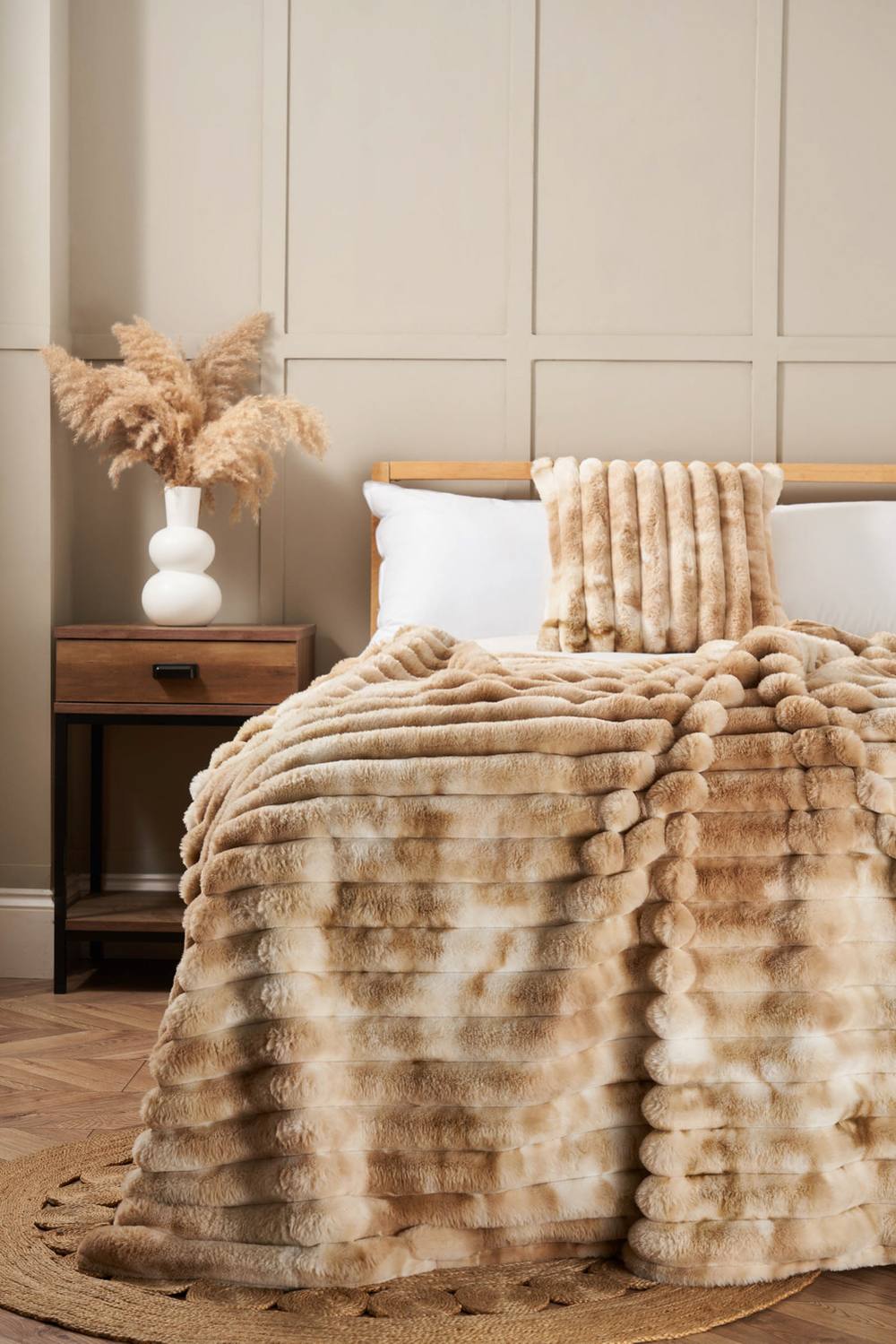 BHS Marled Rib Throw in Natural