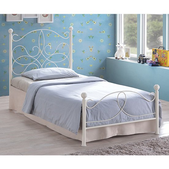 Melissa Designer Metal Single Bed In Ivory