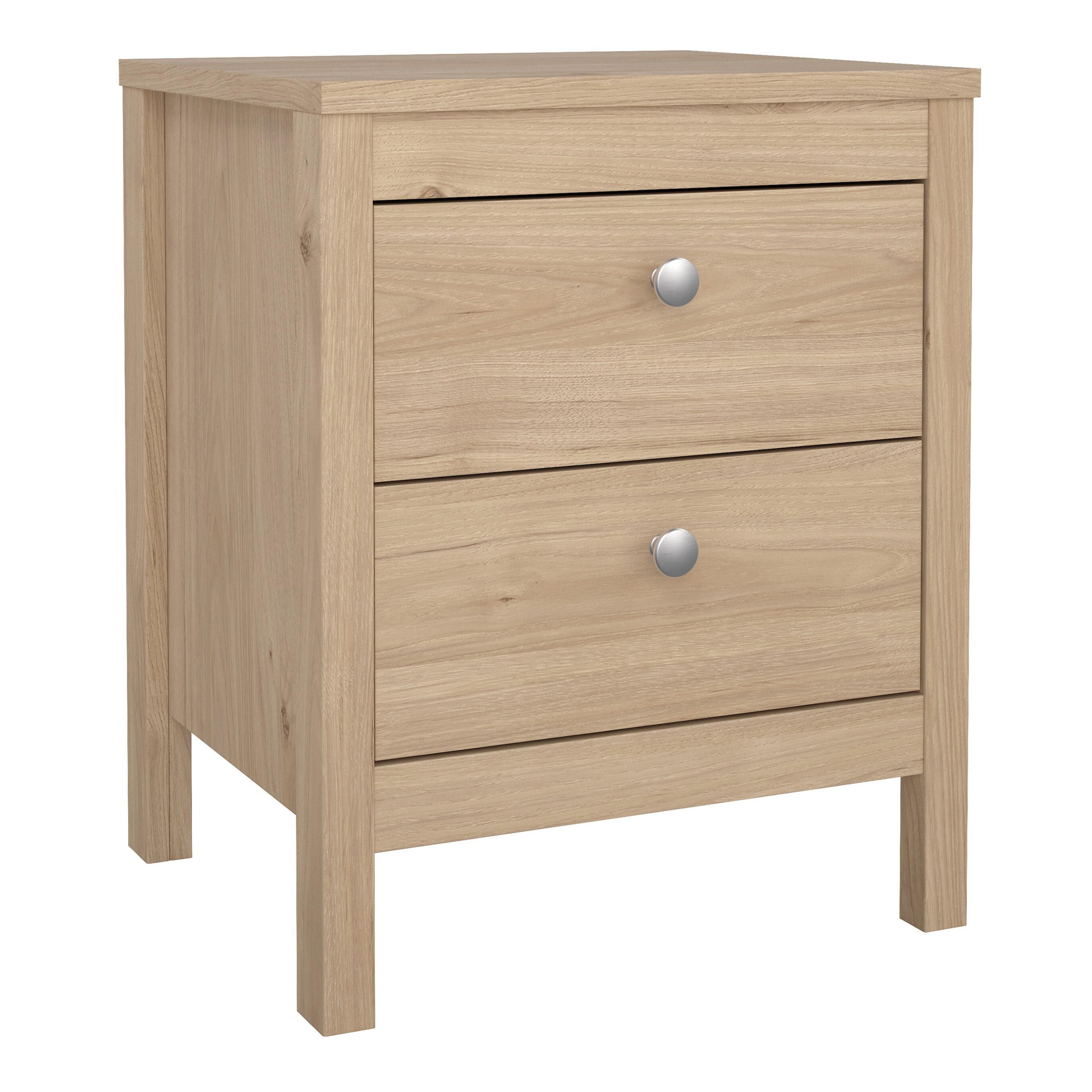 Furniture To Go Madrid Bedside Table 2 Drawers in Jackson Hickory Oak in Light Oak