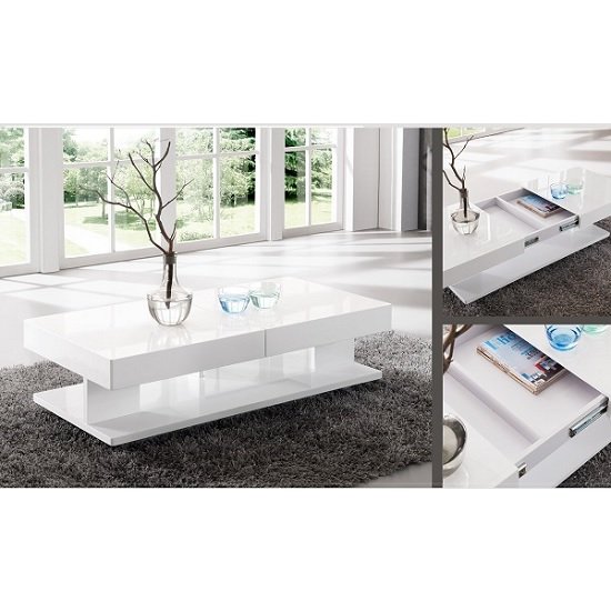 Verona Storage Coffee Table In High Gloss White