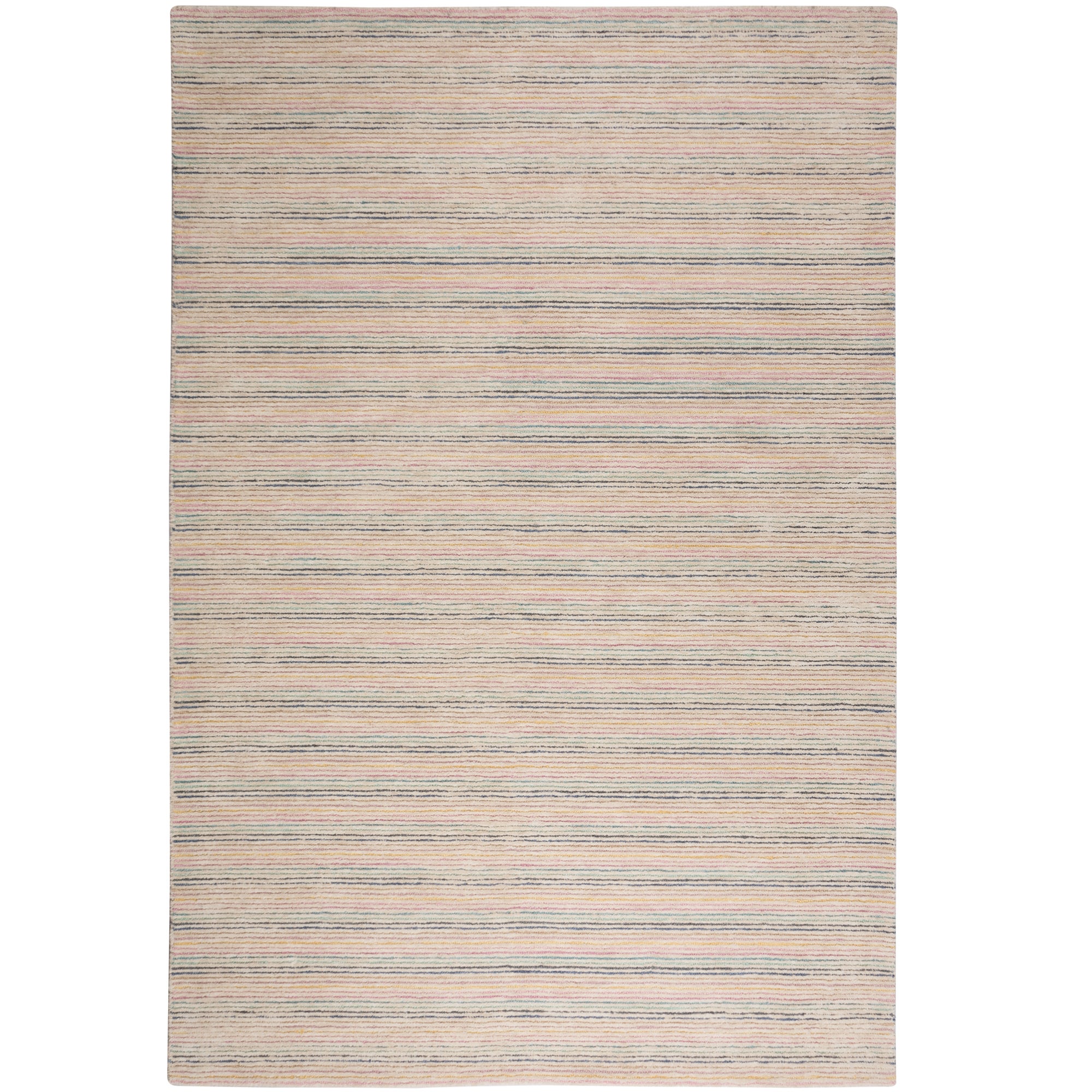 Maisie Stripe Wool Rug Pink, Yellow and Blue