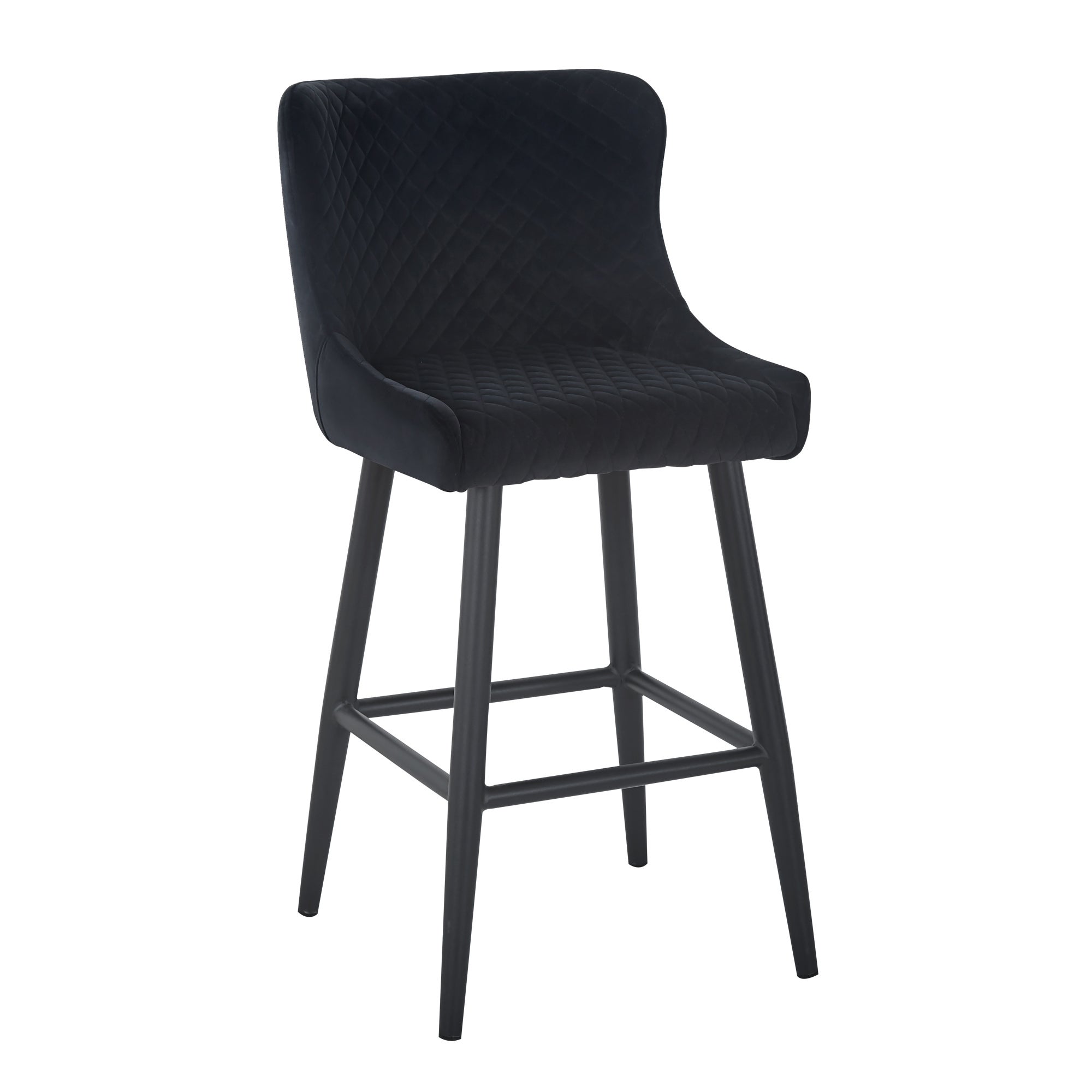 Montreal Black Velvet Bar Stool Black