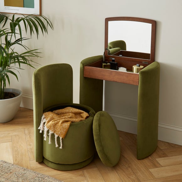 Frankie Compact Dressing Table Set with Mirror and Stool