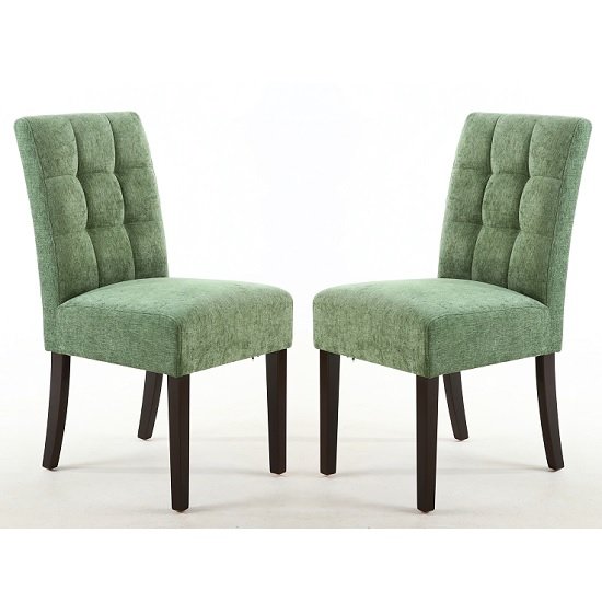 Catria Dining Chair In Olive Green With Brown Legs In A Pair