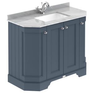 Bayswater Victrion Stiffkey Blue Angled Traditional Freestanding Vanity Unit & Grey Marble Top Basin - 1000mm