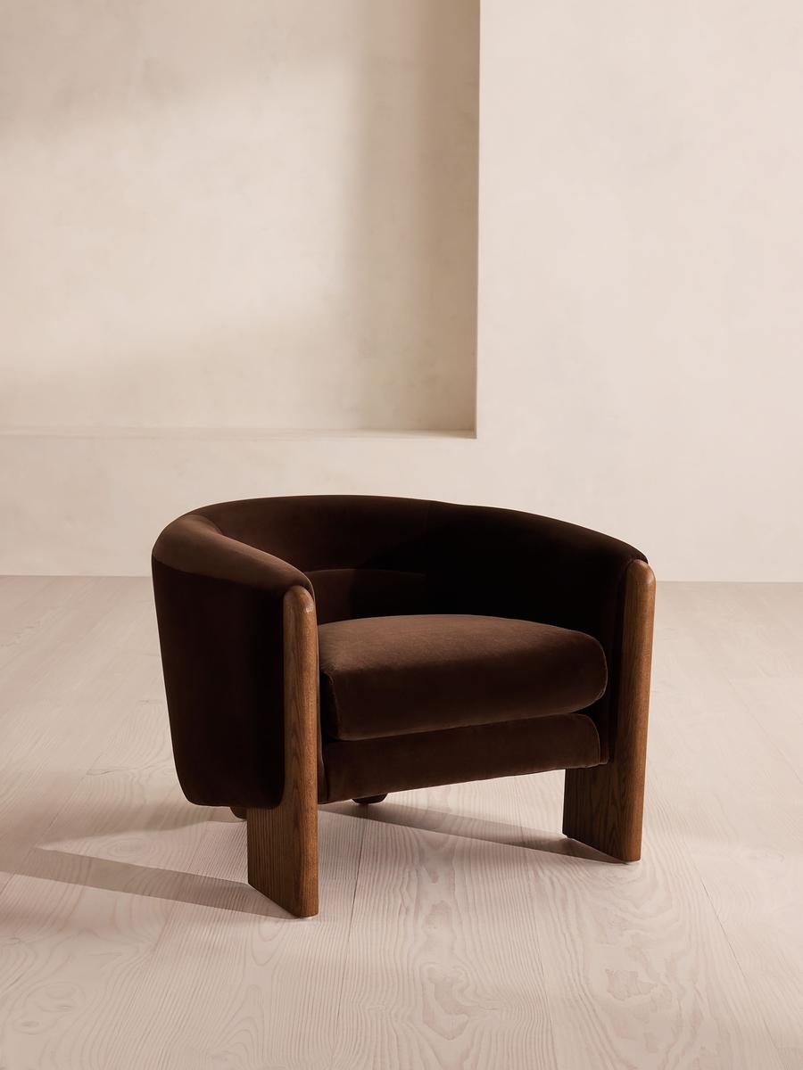 Winnie Armchair, Velvet, Chocolate