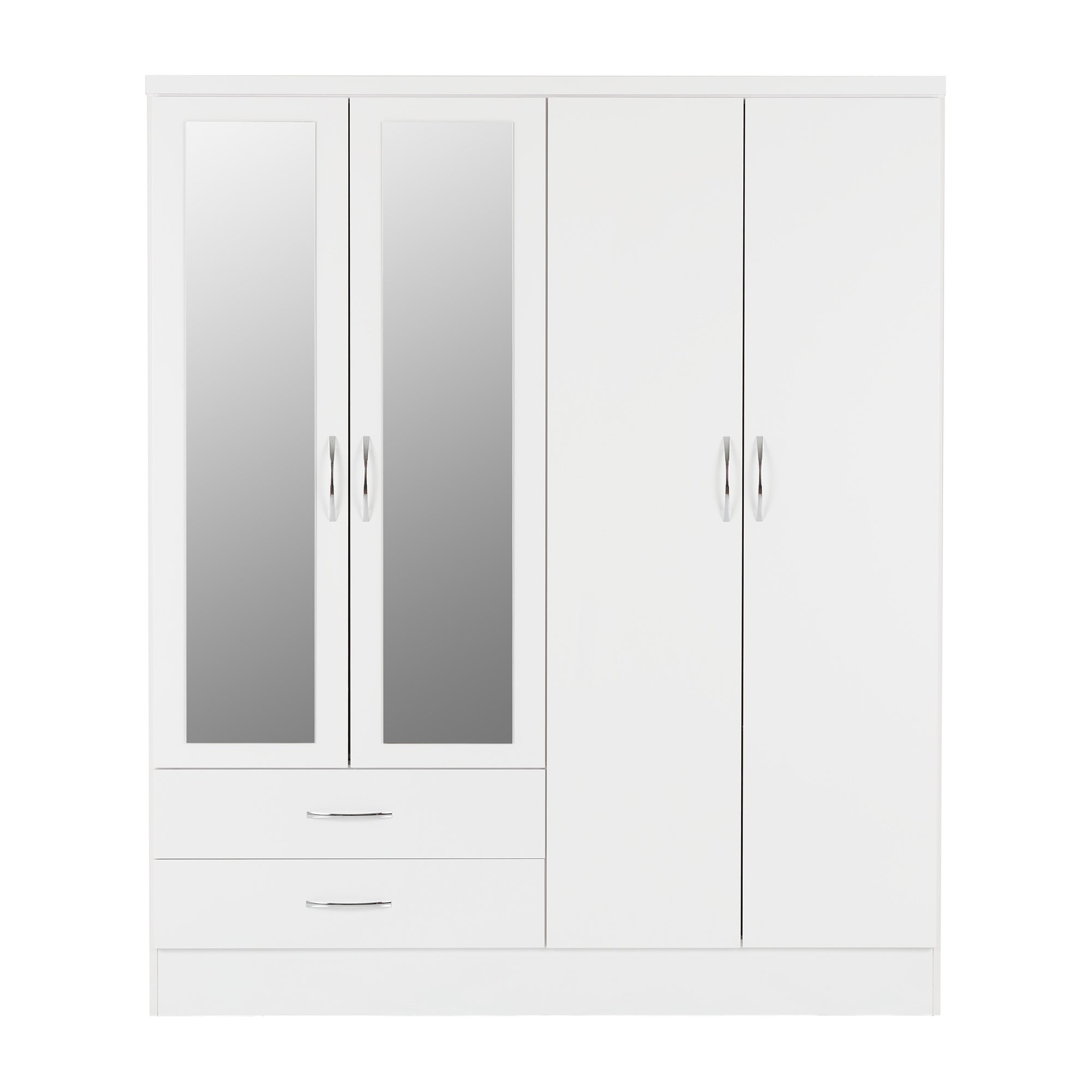 Nevada 4 Door Mirrored Wardrobe White