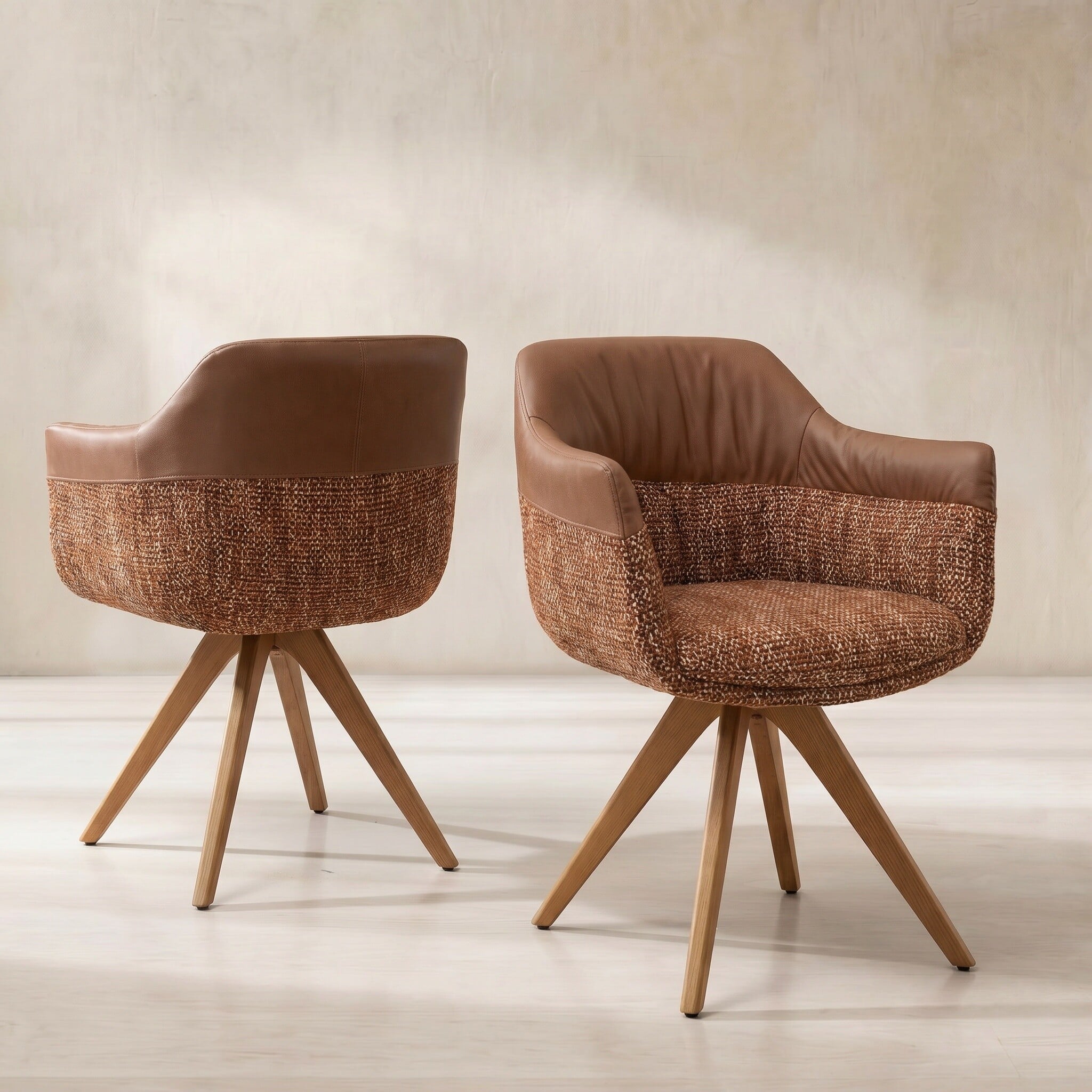 Dixon Swivel Dining Chair High Arm, Brown Fabric | Barker & Stonehouse