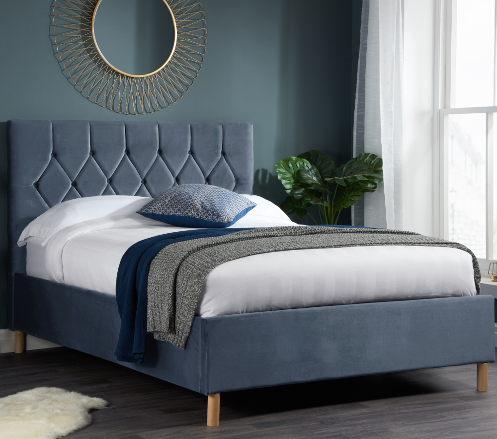Loxley Grey Velvet Bed Frame - 4ft Small Double