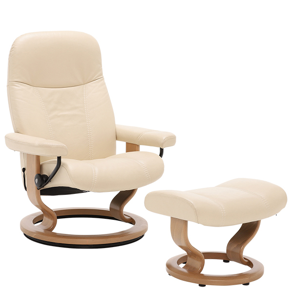 Stressless Consul Classic Chair With Stool - Choice of Leather - Available In Small, Medium && Large  - Barker & Stonehouse