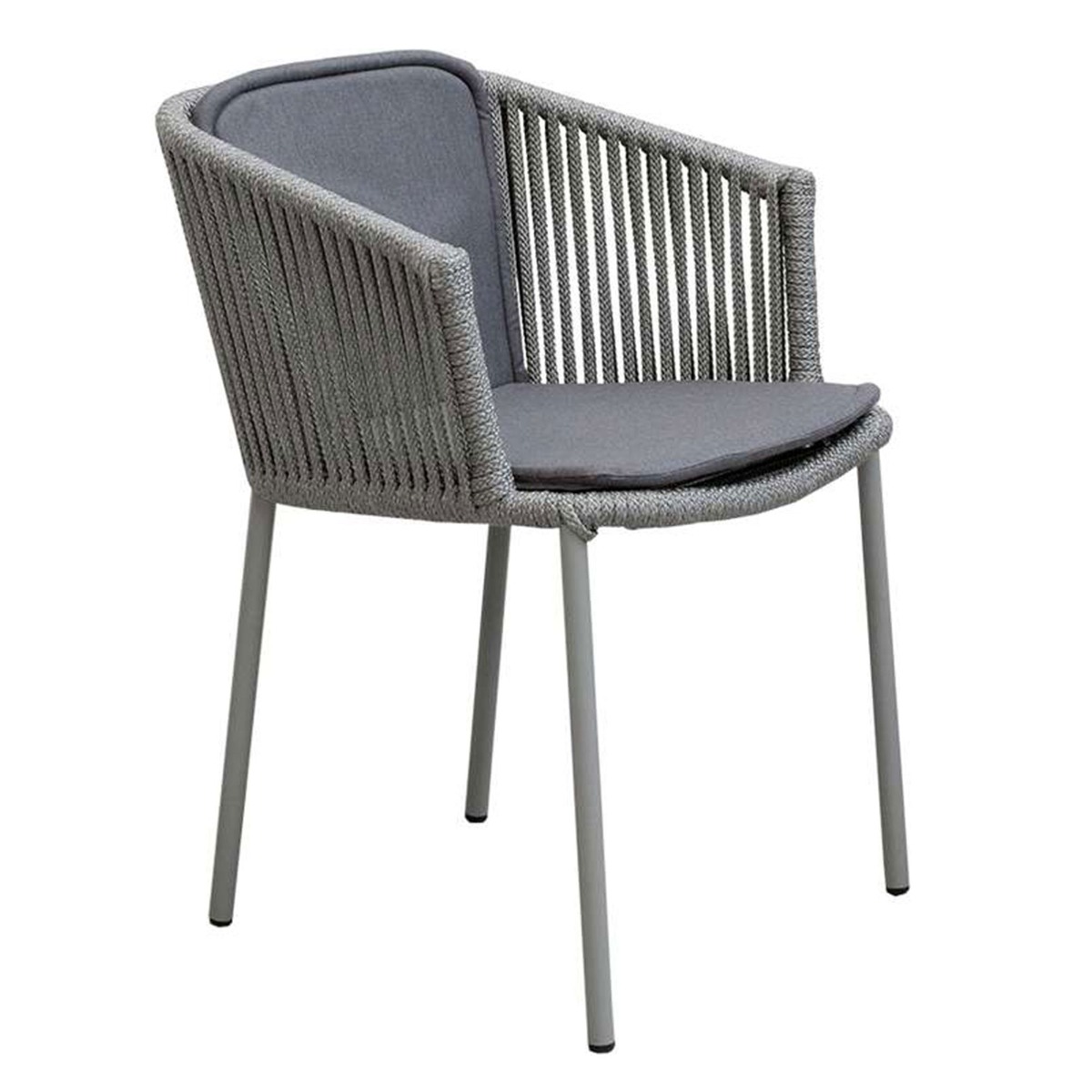 Cane-line Moments Set of 2 Stackable Chairs with Seat and Back Cushions, Grey, Natte