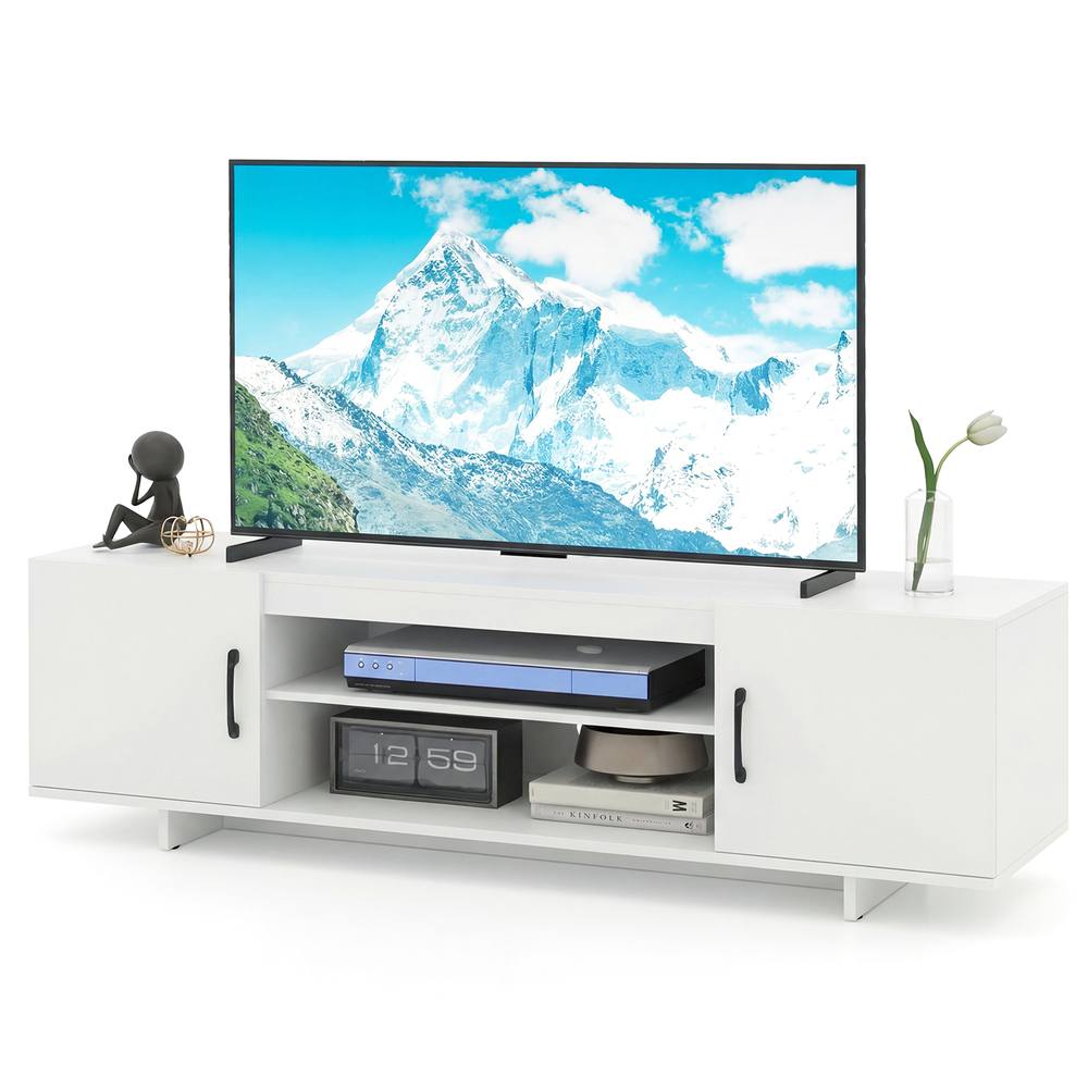 Costway TV Stand for TVs up to 70" 152 cm Entertainment Center w/ Power Outlet in White