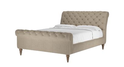 Knightsbridge King Bed in Cashew Baylee Viscose Linen - sofa.com