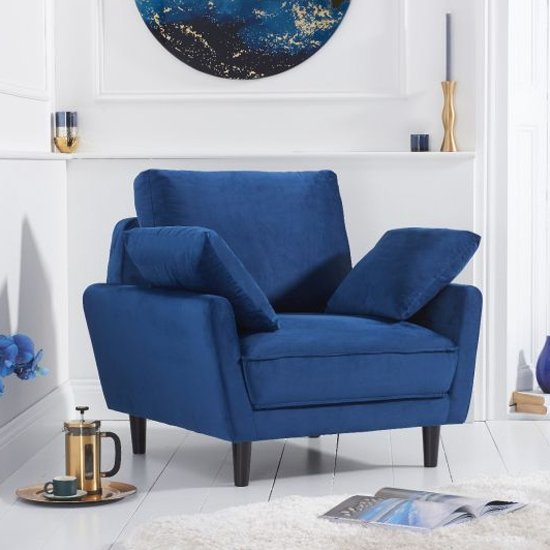 Caropy Velvet Upholstered Armchair In Blue
