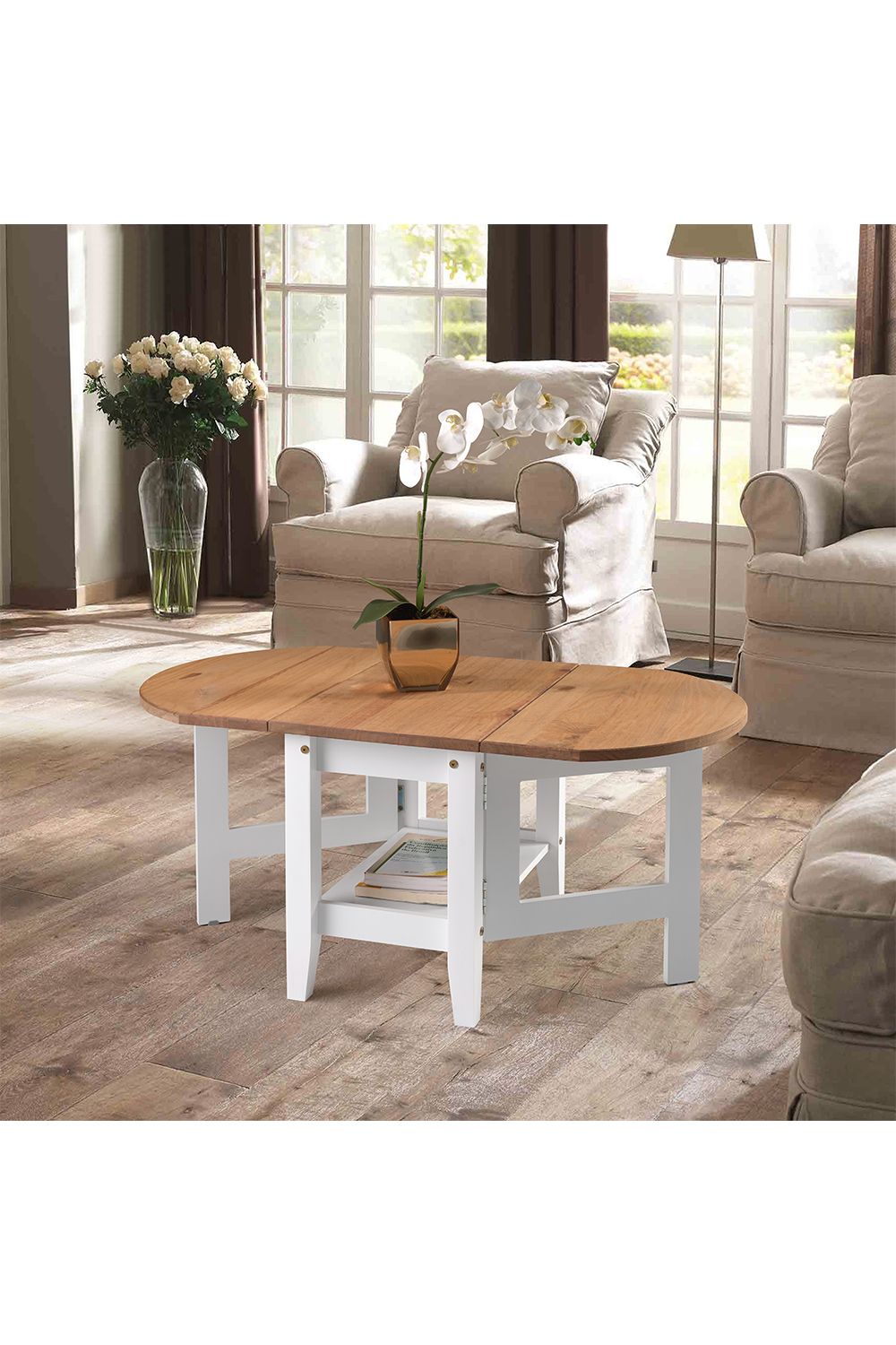 Seconique Santos Drop Leaf Coffee Table in White