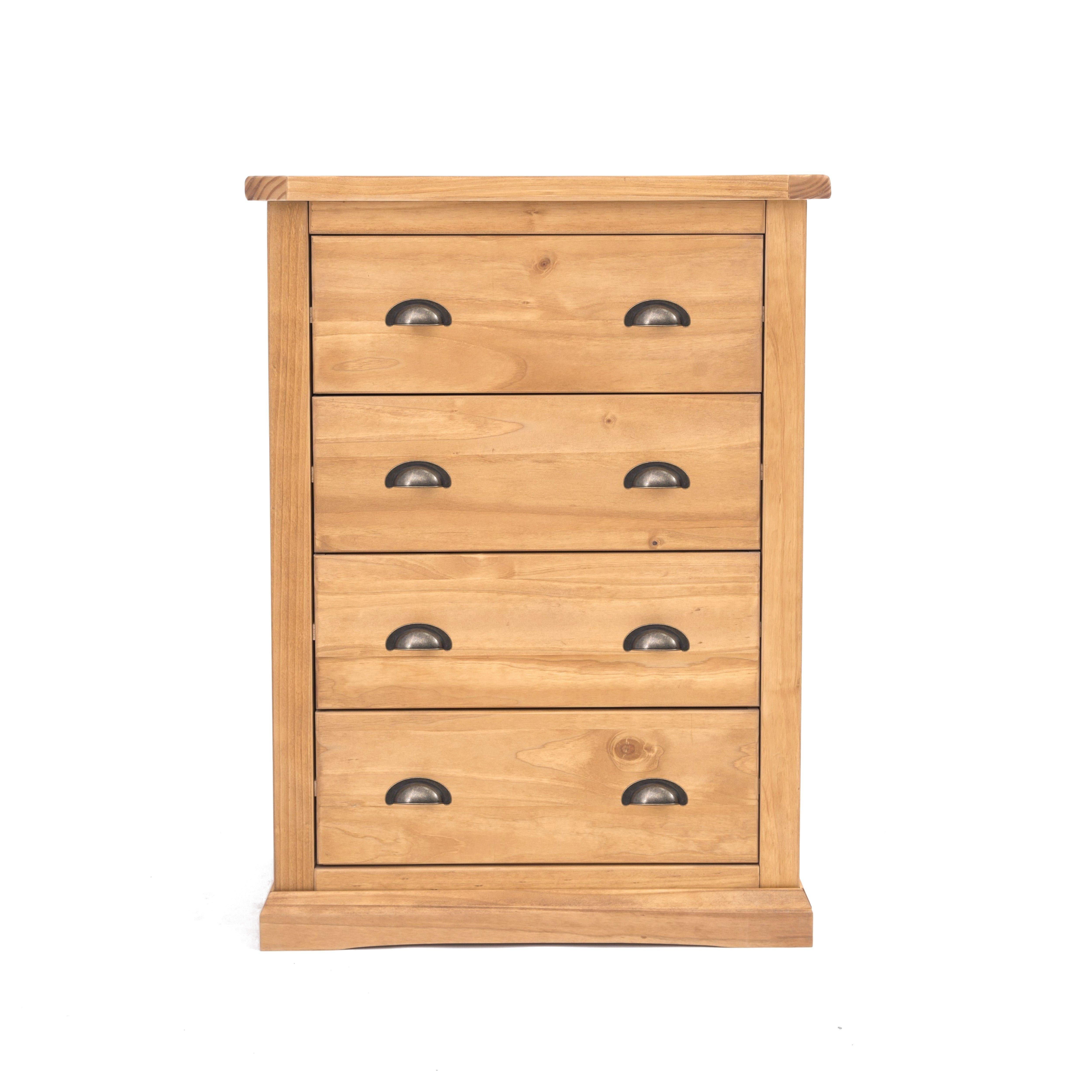 Cabinet Bits Lucca 4 Drawer Chest of Drawers Brass Cup Handle in Light Brown