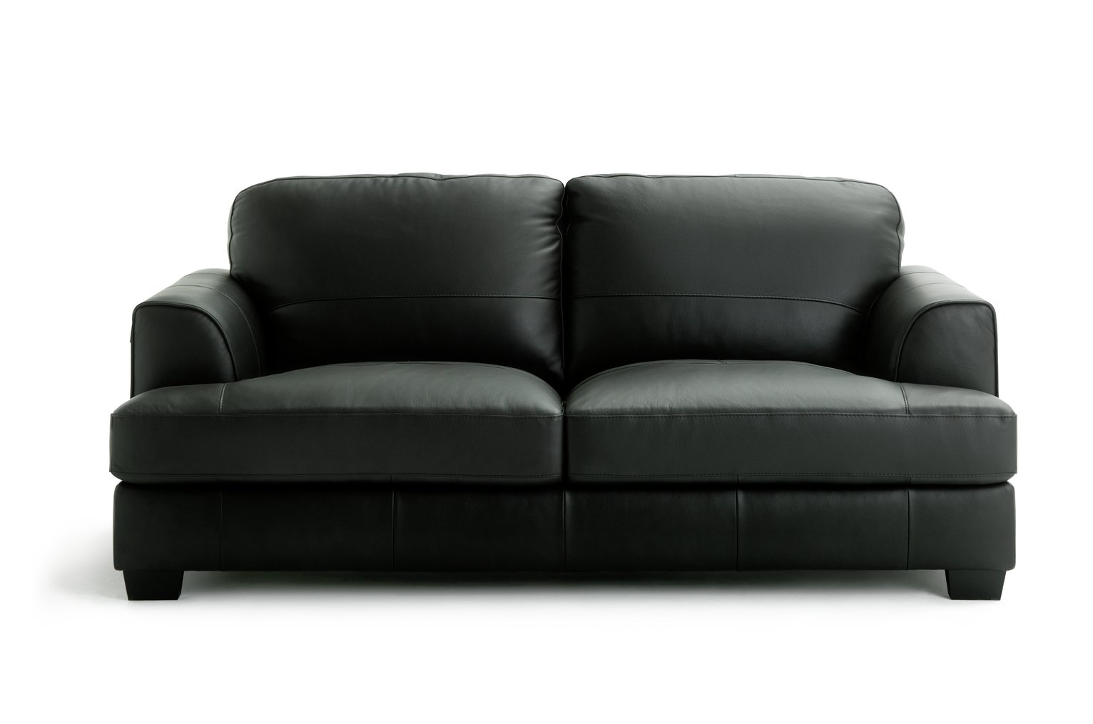 Habitat Elmton 3 Seater Leather Sofa - Black