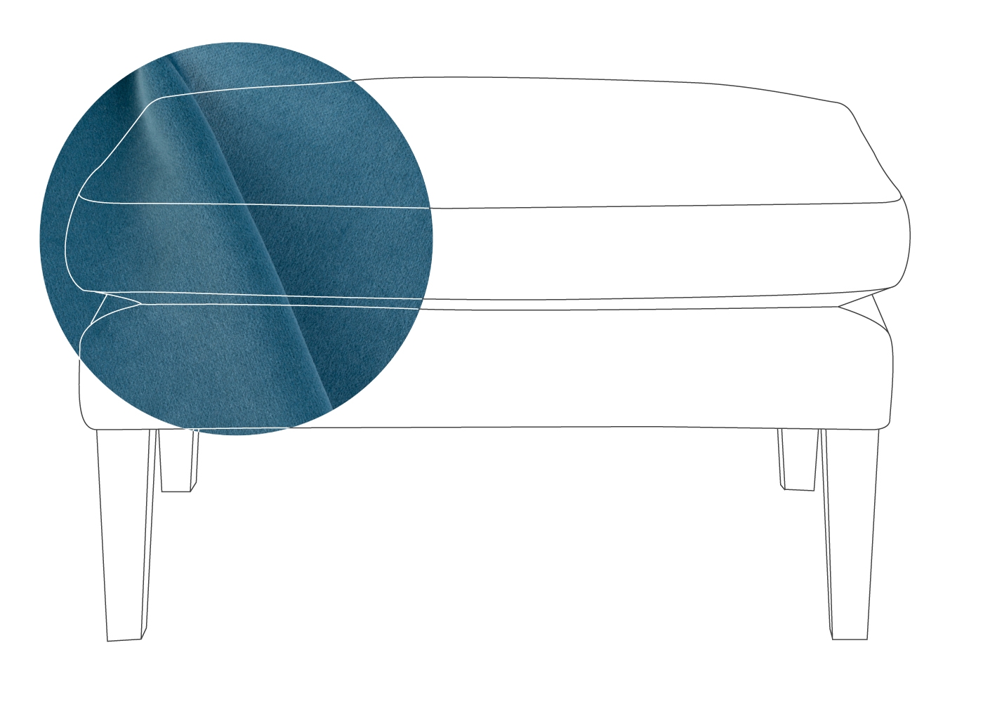 Heal's Wallis Ottoman Varese Velvet Delft Walnut Feet