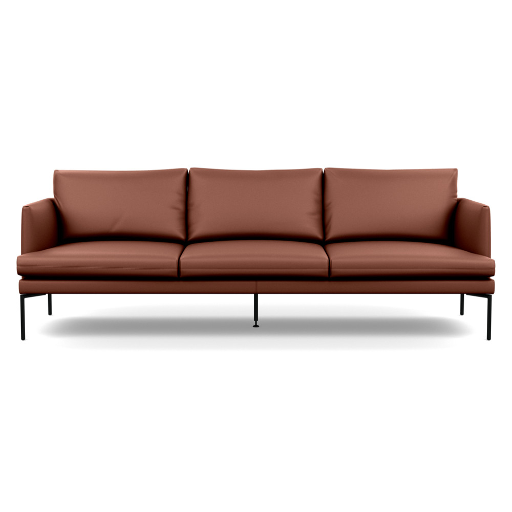Heal's Matera 4 Seater Sofa Leather Grain Dark Brown 068 Black Feet