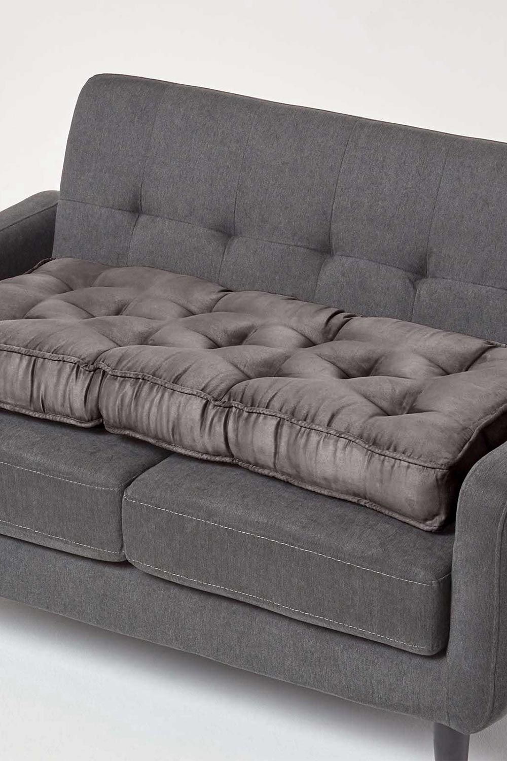 Homescapes Faux Suede 2 Seater Booster Cushion in Grey
