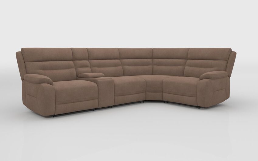 Beige Fabric Fenton 3 Corner 1 Sofa with Console