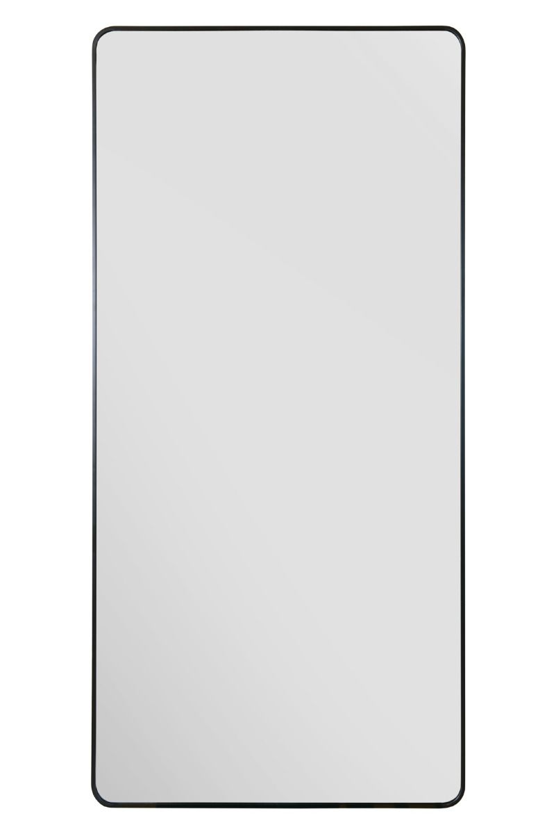 MirrorOutlet Black Aluminium curved Edge Wall Leaner Mirror 68"x33" (174X85CM)