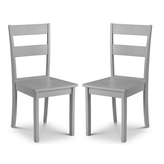 Devanna Wooden Dining Chair In Grey Lacquer In A Pair