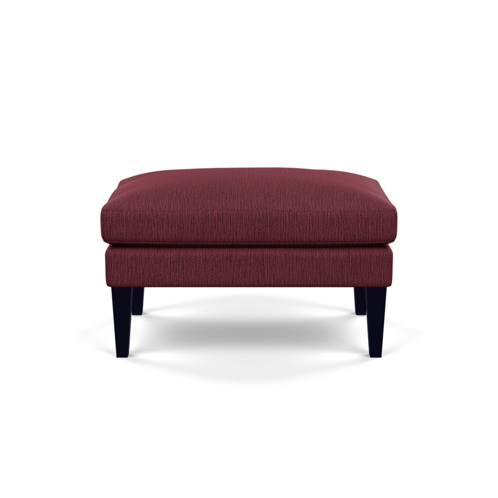 Heal's Wallis Ottoman Smart Linen Mix Maroon Black Feet