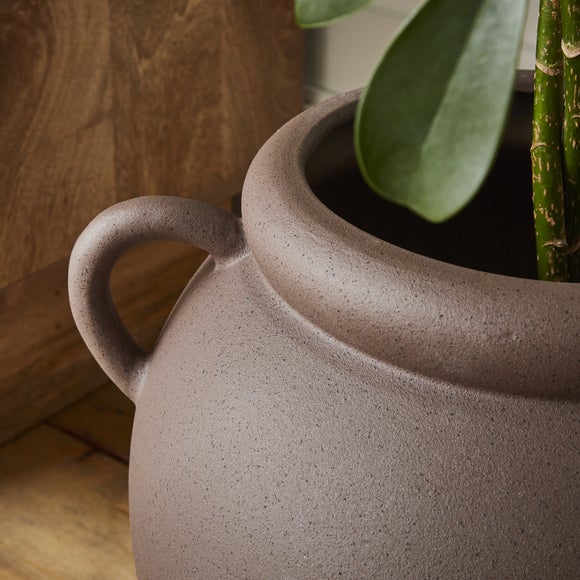Wide Stone Vase with Handles 2