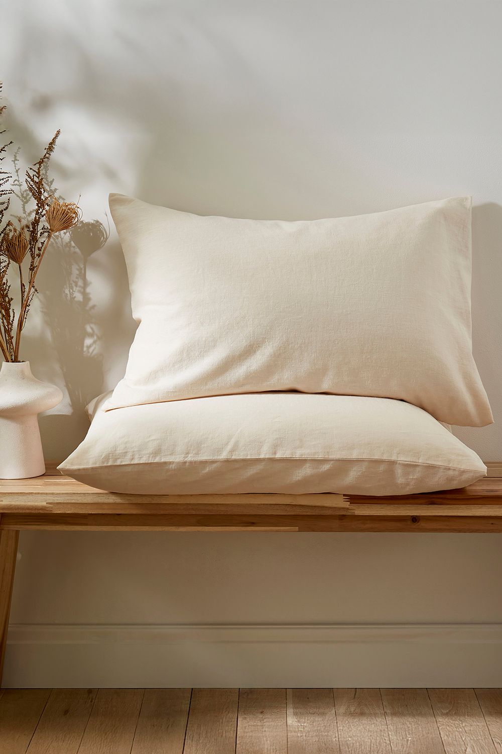 Martex Touch of Linen Housewife Pillowcase Pair in Cream