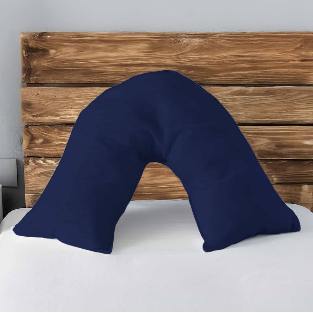 Snug City Microfibre Soft Touch V Shape Plain Dyed Pillowcase in Navy