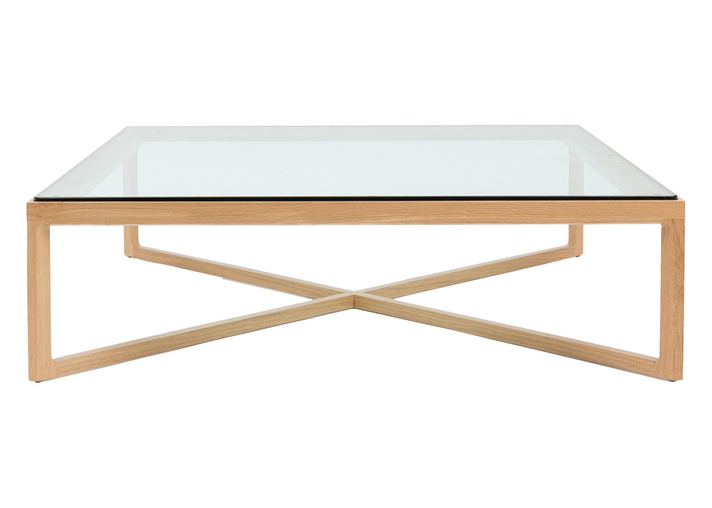 Knoll Krusin Coffee Table in Clear Glass and Natural Oak