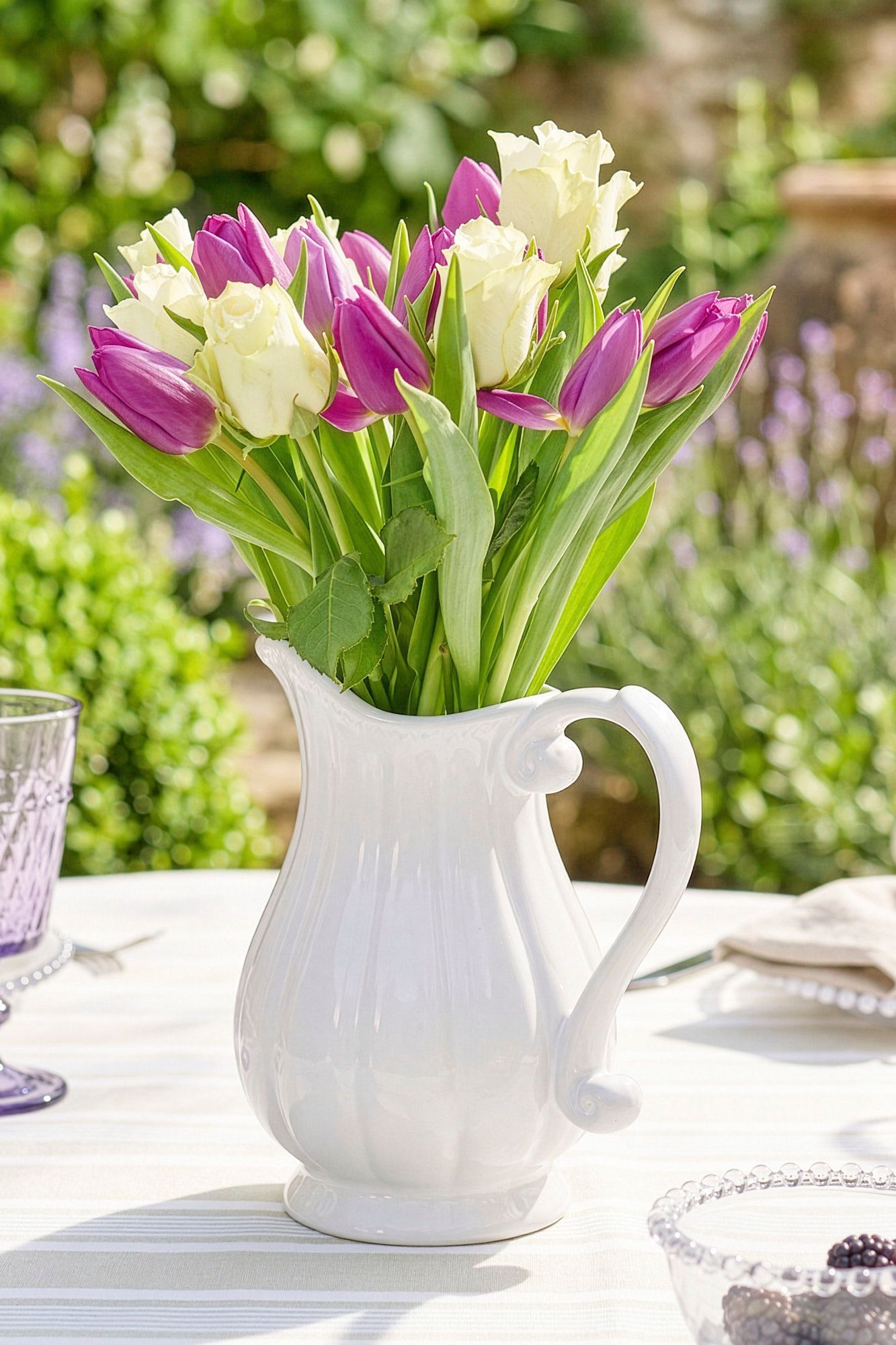 Dibor Gladestry Classical Pitcher Table Decoration Jug Flower Vase in White