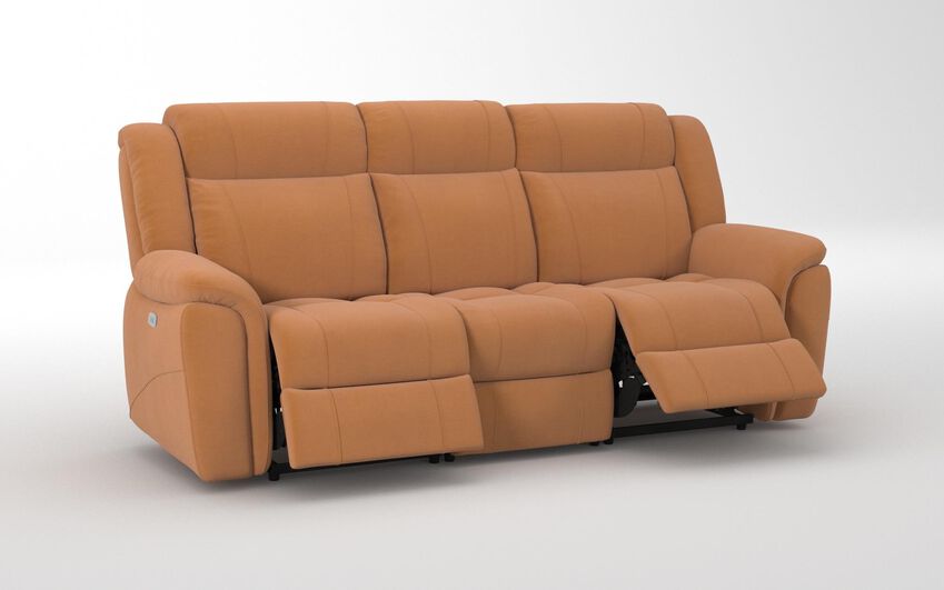 Yellow Fabric Elland 3 Seater Power Recliner Sofa