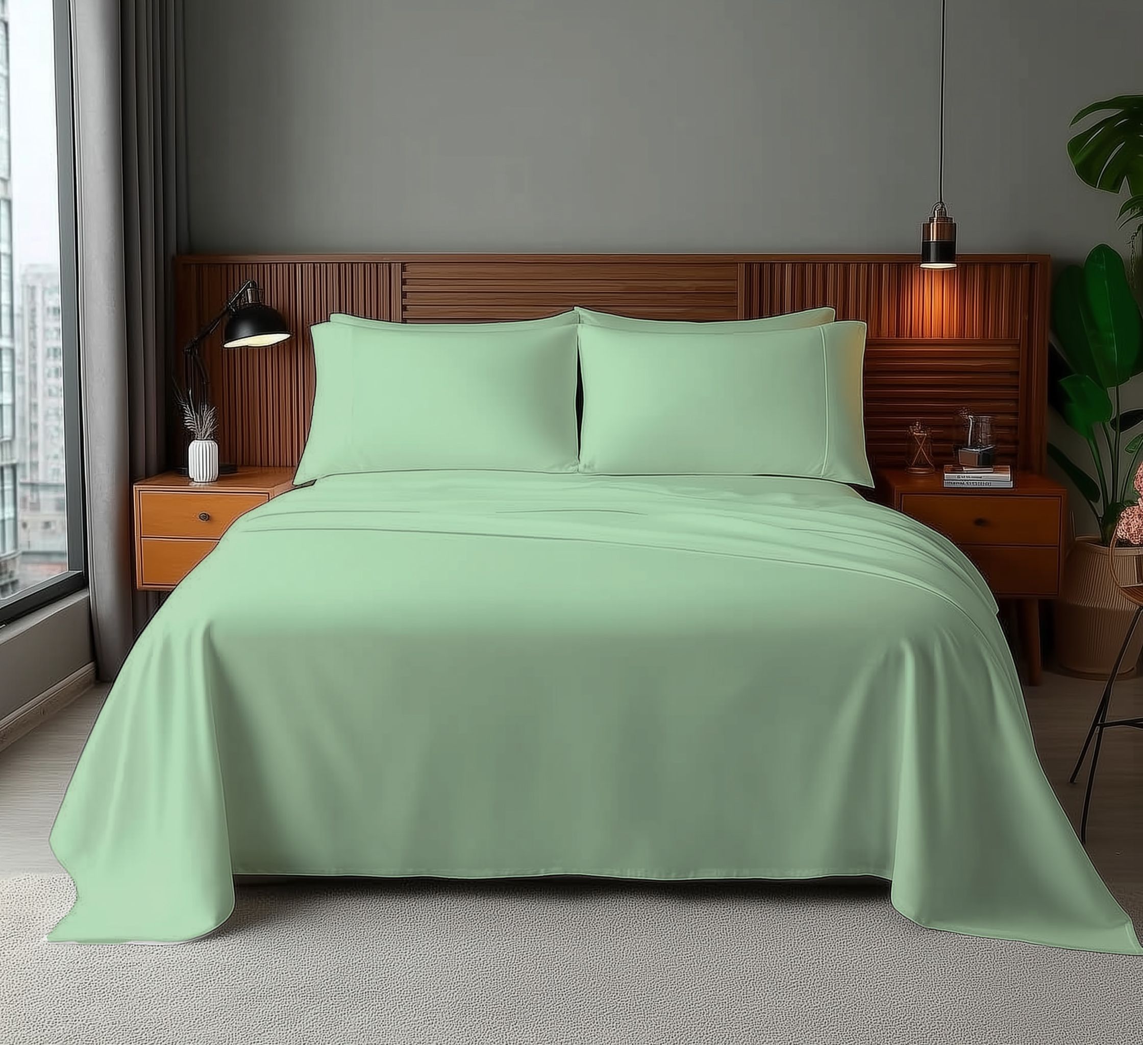 Snug City Microfibre Soft Touch Flat Sheet Plain Dyed Bed Linen in Duck Egg Blue