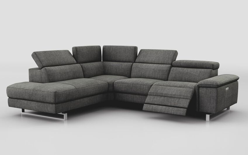 Black Fabric Viserba 2 Corner 3 RHF Power Recliner with Power Head Tilt & LHF Chaise with Manual Head Tilt