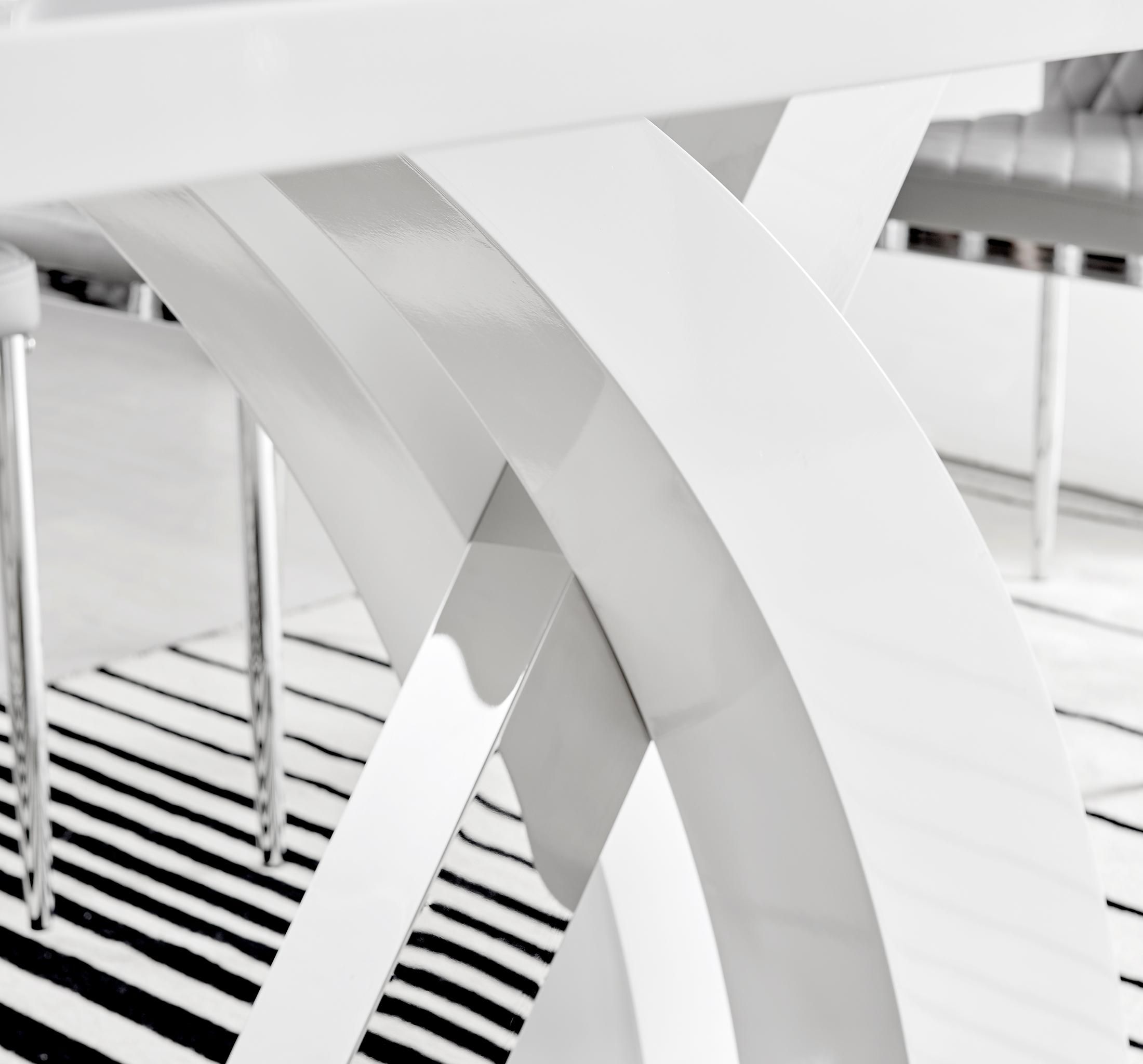 FurnitureboxUK Atlanta 6 White Dining Table & 6 Pesaro Silver Leg Chairs in Navy 5