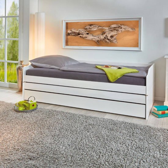 Lotar 2 Wooden Function Single Bed In White