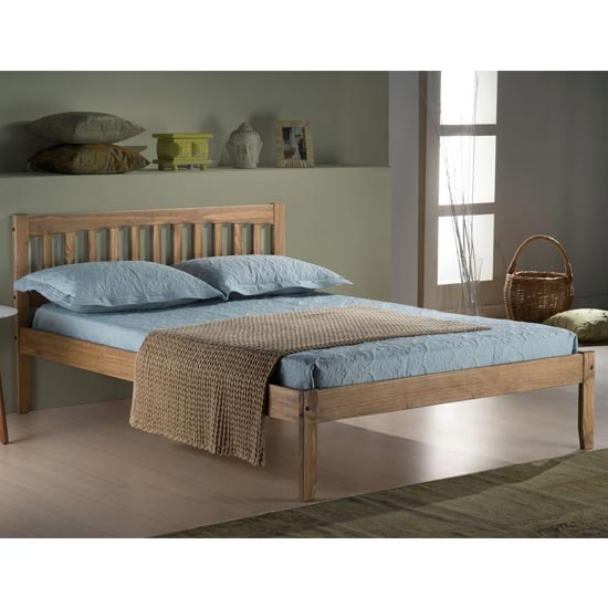 Porto Wooden Double Bed In Waxed Pine