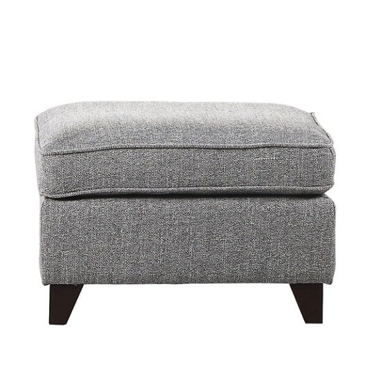 Orsen Fabric Foot Stool In Zinc With Dark Wooden Legs