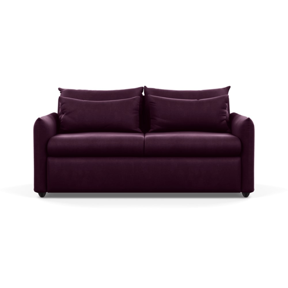 Heal's Pillow Sofa Bed Velvet Grape Black Feet