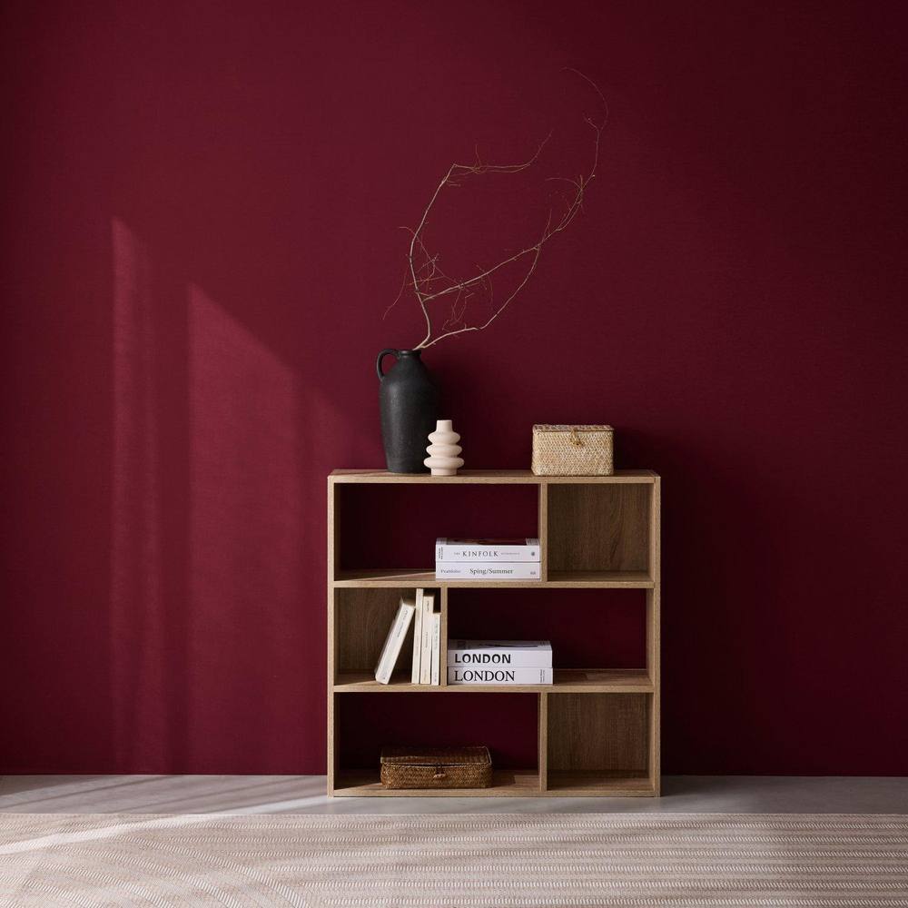 sweeek 3-shelf Bookcase With 6 Compartments in Light Brown