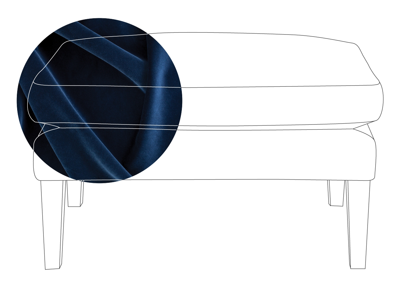 Heal's Wallis Ottoman Velvet Midnight Natural Feet